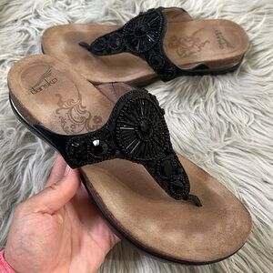Dansko Black Sandals with Beaded Embellishments
